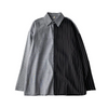 Men Casual Long Sleeve Lapel Single-Breasted Stripe Printed Color Blocking Shirt