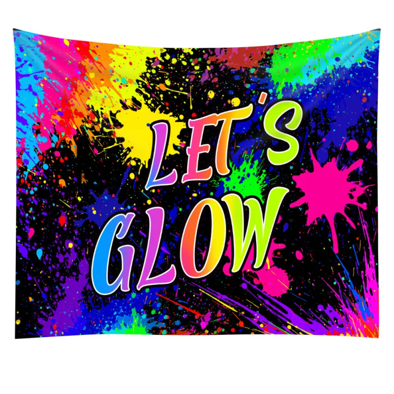 Simple Let'S Glow Letter Fluorescent Tapestry Home Room Hanging Cloth Tapestry