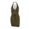 Women Fashion Sexy Solid Color Halter Neck Backless Dress