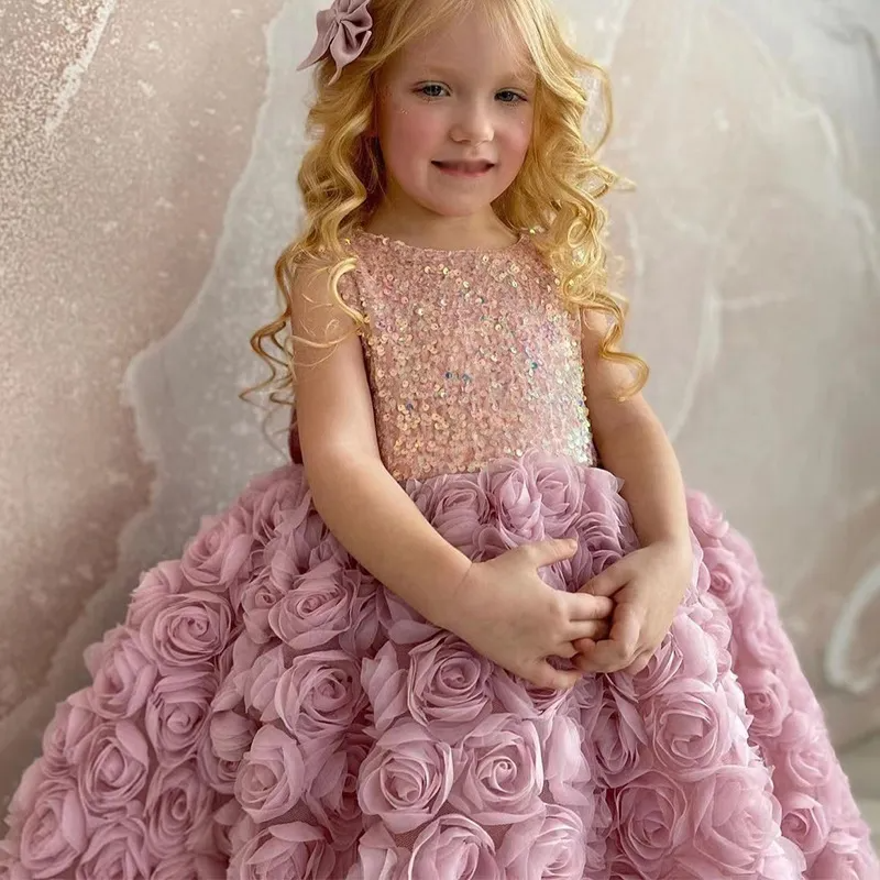 Toddler Girls Fashion Party  Floral Mesh Sequins Sleeveless Tutu Princess Dress