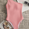 Women'S Solid Color High Waist One Shoulder Sexy One Piece Swimsuit