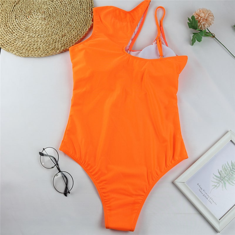 Women Sexy Solid Color Cut Out One-Pieces Swimwear