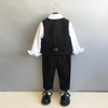 Kids Toddler Big Boys Autumn Winter Fashion Casual British Style Bow Waistcoat Shirt Pants Boys Party Clothing Set