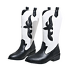 Women Fashion Plus Size Geometric Stitching Point Toe Knights Mid-Calf Boots