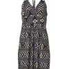 Women Fashion Sexy Geometry Printing V Neck Backless Halter Dress