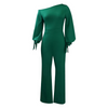 Women Solid Color Long-Sleeved Lantern Sleeve Waist Fashion Jumpsuit