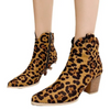 Women Fashion Plus Size Leopard Print Pointed Toe Chunky Heel Short Boots