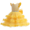 Kids Toddler Big Girls Fashion Party Cute Sweet Solid Color Sequins Bow Pleated Sleeveless Mesh Party Tutu Dress