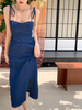 Women'S Sexy Edgy Slit Defined Waist Slip Denim Dress