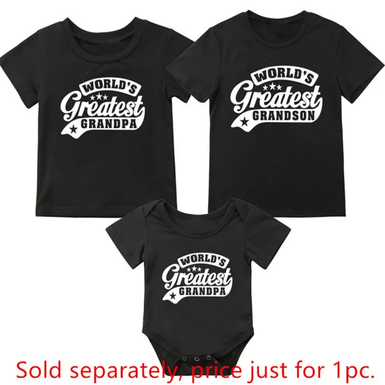 (Buy 1 Get 1) Grandpa And Grandson Letter Graphic Family Matching Short Sleeve T-Shirt