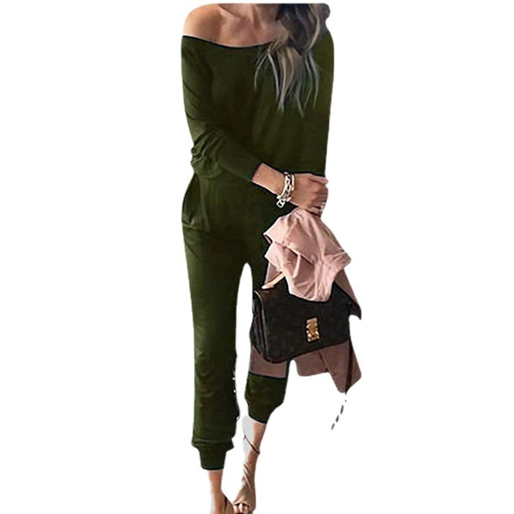 Women Solid Color Casual Long Sleeve Pocket Lace Jumpsuit