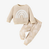 Baby Boys Girls Autumn Winter Casual Cute Basic Waffle Rainbow Long Sleeve Round Neck Sweatshirts Pants Sets