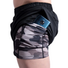 Men Casual Elastic Quick-Drying Fake Two-Piece Sports Shorts