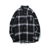 Men Fashion Black White Plaid Long Sleeve Loose Shirt