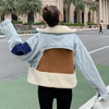 Women Casual Loose Long Sleeve Short Plush Denim Jacket