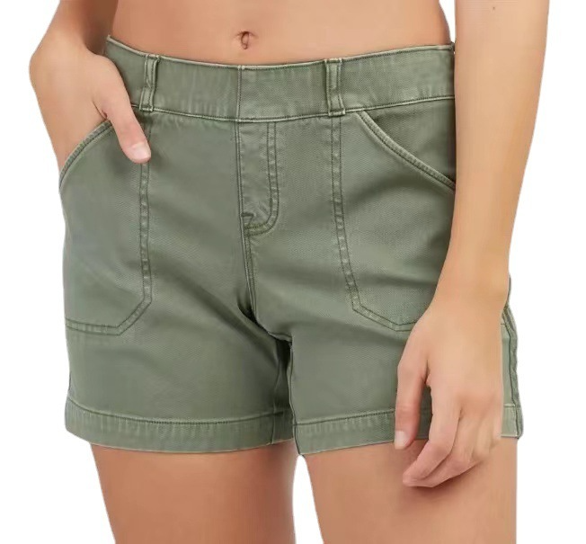 Women Fashion Casual Solid Color Stretch Shorts