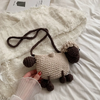 Kids Girls Boys Fashion Casual Cute Color Matching Cartoon Lamb Knitted Crossbody Bag