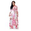 (Buy 1 Get 1) Women Ramadan /Eid Fashion Sexy Floral Printing V Neck Long Sleeve Dress