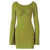 Women Fashion Sexy Solid Color Flared Long Sleeve Tight Dress