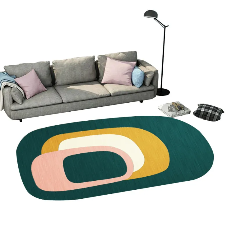 Simple Geometric Abstraction Pattern Home Living Room Oval Carpet