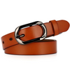 (Buy 1 Get 1) Women Fashion Casual Versatile Solid Color Square Pin Buckle Split-Leather Thin Belt