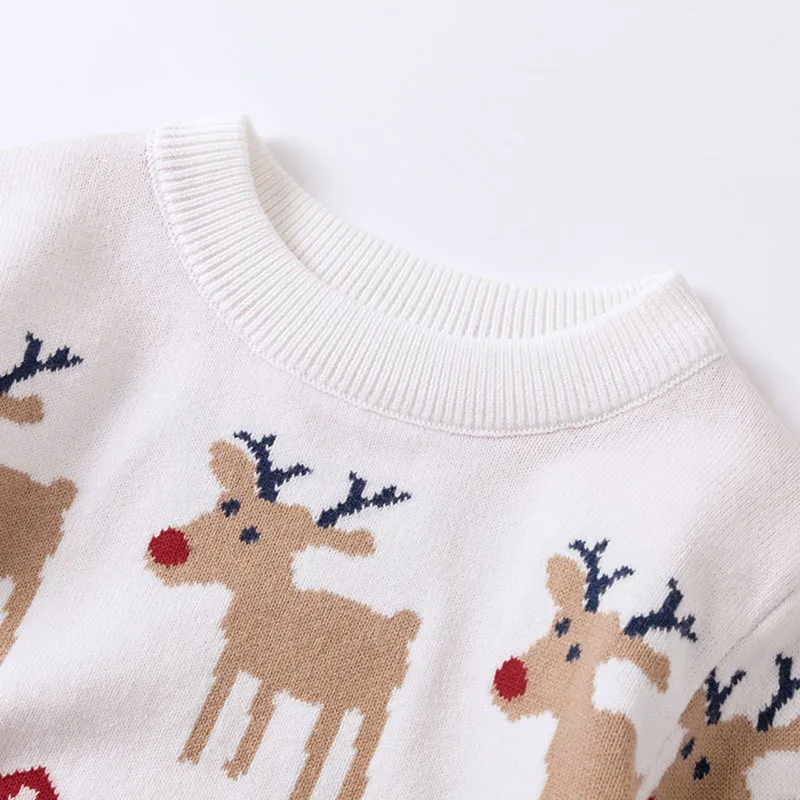 Kids Toddler Boys Girls Fashion Casual Cute Christmas Deer Round Neck Long Sleeve Knitwear Sweater