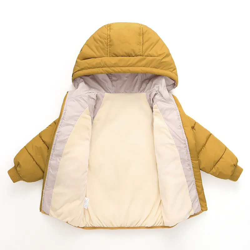 Winter Kids Rhombus Pattern Long-Sleeve Hooded Coat