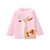 ( Buy 1 Get 1 )  Kids Toddler Big Girls Fashion Casual Cute Butterfly Fawn Embroidery Round Neck Long Sleeve T-Shirt