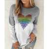 Long-Sleeved Women Round Neck Autumn Winter Casual Tie-Dye Heart Print Sweatshirt