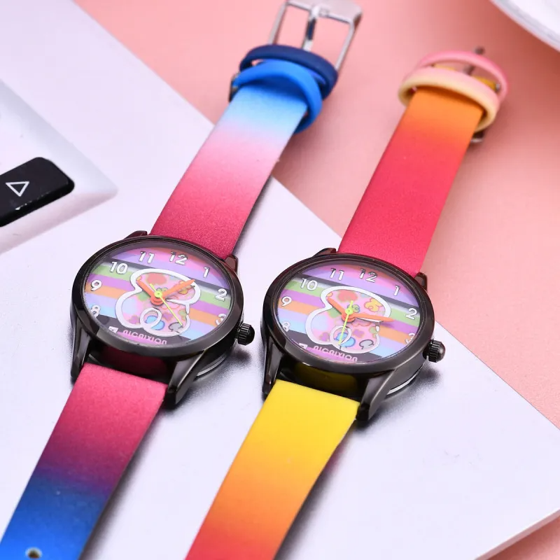 Kids Cartoon Fashion Gradient Multicolor Bear Watch