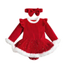 Kids Baby Girls Casual Cute Christmas Round Neck Long Sleeve Romper Dress