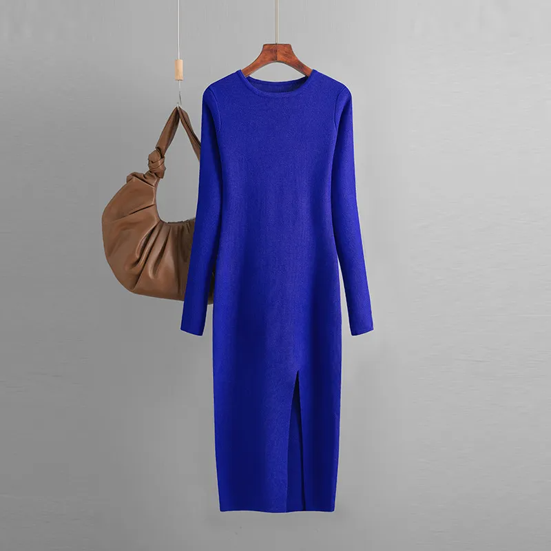 (Buy 1 Get 1) Women Basic Autumn And Winter Casual Solid Color Long Sleeve Knitted Dress