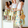 Summer Vacation Family Mother-Daughter Floral Printed Mesh Sleeveless Sling Dress