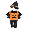 Kids Baby Girls Boys Autumn Winter Fashion Casual Cute Halloween Cotton Pumpkin Bat Round Neck Bodysuit Set