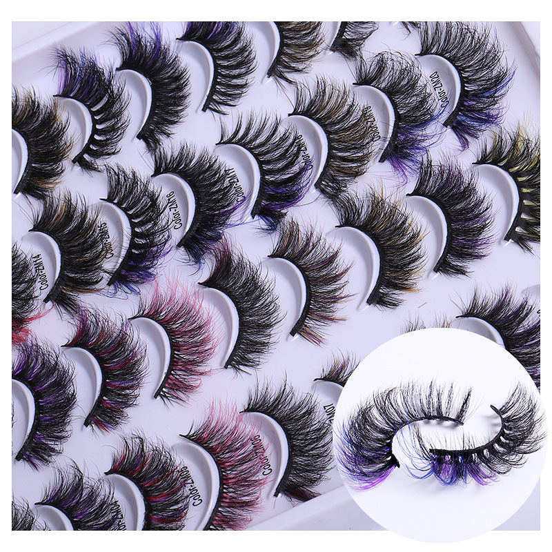 20 Pairs/Set Of Multicolor Imitation Mink False Eyelashes Thick And Curled