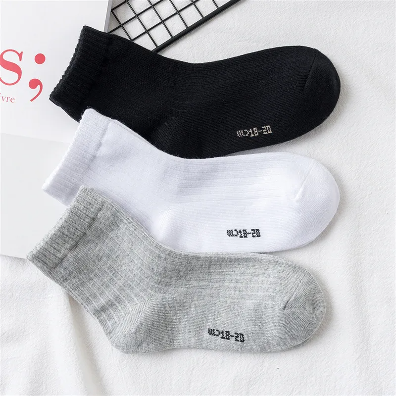 Kids Unisex Black White Breathable Socks