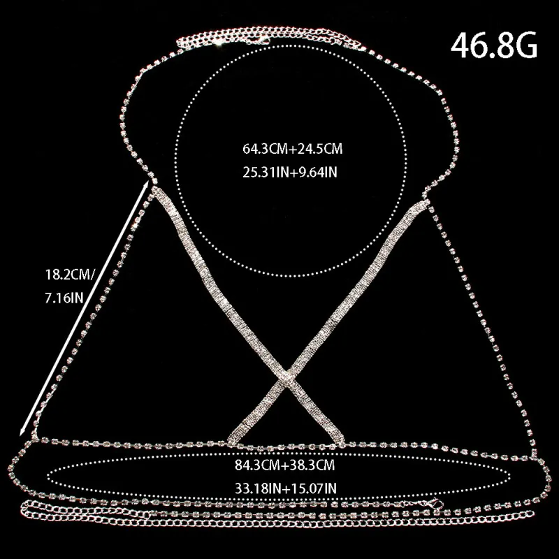 Men Fashion Sexy Cross Rhinestone Chain Body Chain