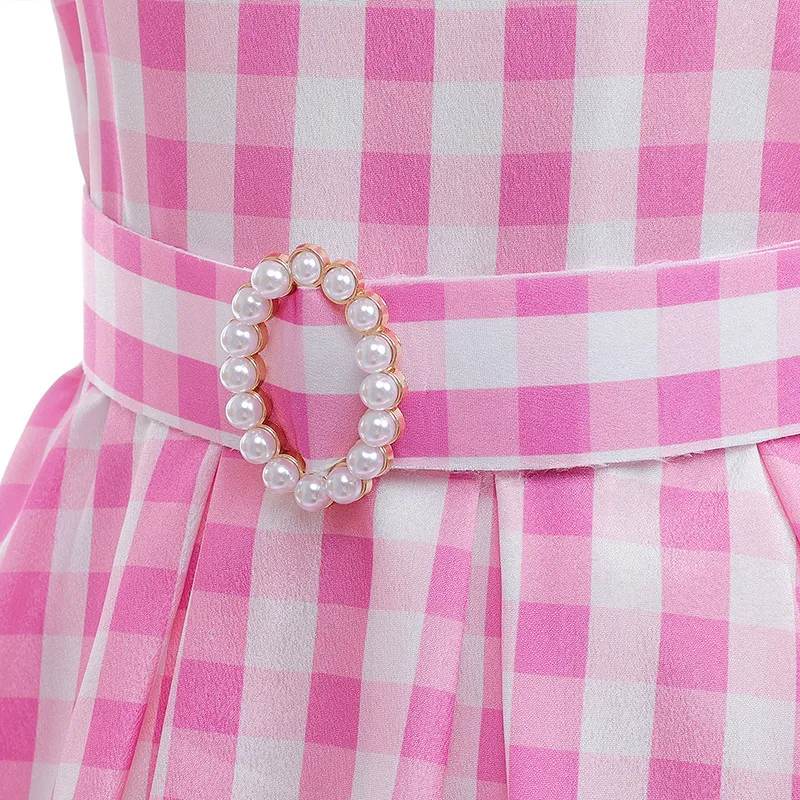 Kids Toddler Big Girls Summer Fashion Party Cute Sweet Barbie Plaid Strap Party Tutu Dress