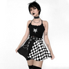 Women'S Fashion Punk Gothic Color Blocking Plaid Pattern High-Waist Skirt