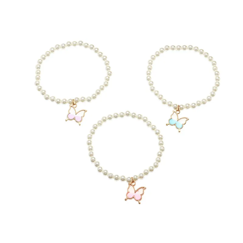 (Buy 1 Get 1) Children Kids Baby Fashion Girls Pearl Butterfly Bracelet Set