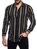 Men Fashion Stripe Print Long Sleeve Lapel Shirt