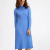 (Buy 1 Get 1) Women Elegant Autumn And Winter Solid Color High Collar Long Sleeve Knitted Pleated Dress