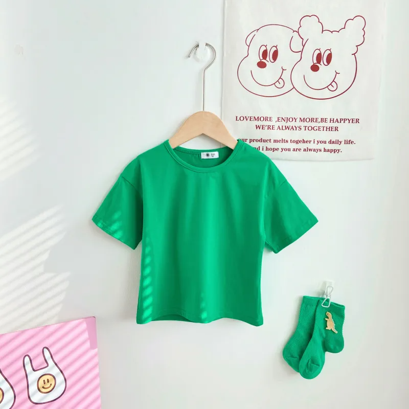 (Buy 1 Get 1) Children Kids Baby Fashion Girls Boys Short-Sleeved Candy Color T-Shirt