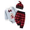 Kids Baby Boys Fashion Casual Christmas Bow Lapel Long Sleeve Romper Plaid Trousers Sets