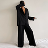 Women'S Fashion Faux Silk Shirt Thin Pajamas Two-Piece Set