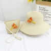 Kids Fashion Beach Shade Sunscreen Straw Hat Dragonfly Straw Bag Set