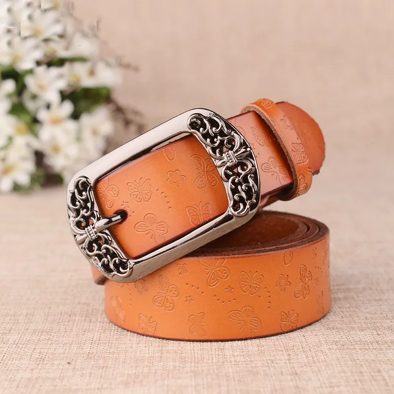 Women'S Fashion Casual Retro Engraved Alloy Pin Buckle Belt