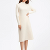 (Buy 1 Get 1) Women Elegant Autumn And Winter Solid Color High Collar Long Sleeve Knitted Pleated Dress