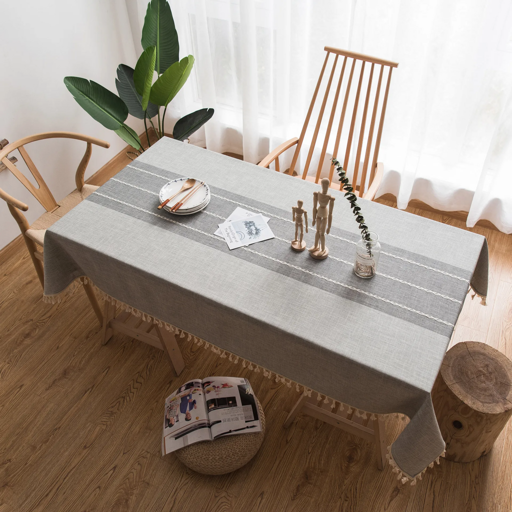 Waterproof Rectangle Strip Pattern Tablecloth