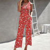 Women Slanted Shoulder Top Printed Waist Wide Leg Jumpsuit 1